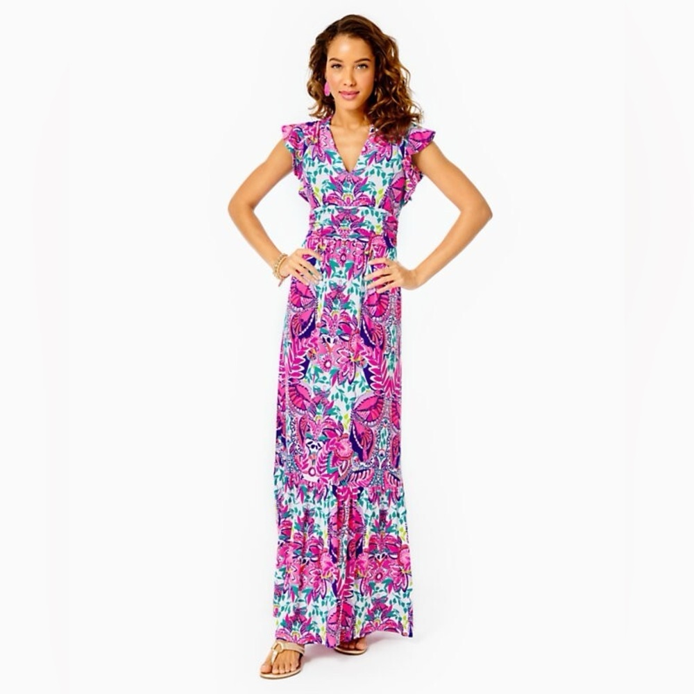 Lilly Pulitzer Adriann Flutter Sleeve Maxi Dress